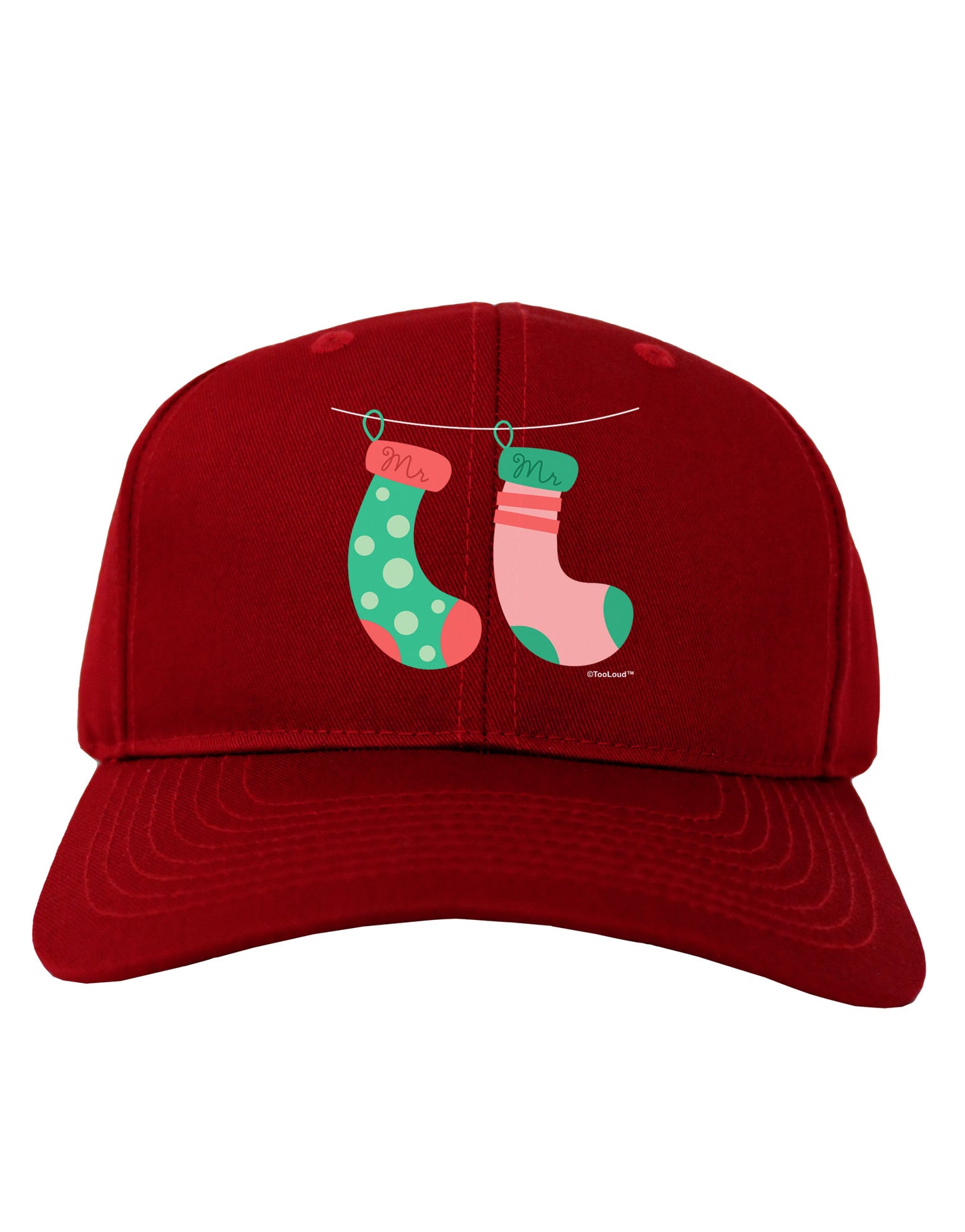 Cute Mr and Mr Christmas Couple Stockings Adult Dark Baseball Cap Hat by TooLoud-Baseball Cap-TooLoud-Red-One Size-Davson Sales