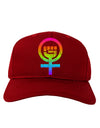 Rainbow Distressed Feminism Symbol Adult Dark Baseball Cap Hat-Baseball Cap-TooLoud-Red-One Size-Davson Sales