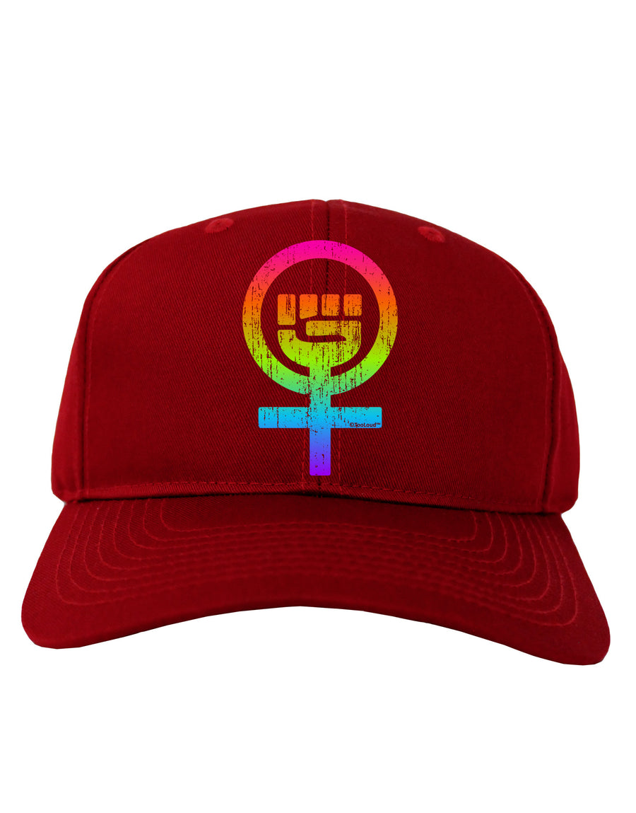 Rainbow Distressed Feminism Symbol Adult Dark Baseball Cap Hat