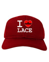 I Love Heart Lace Adult Dark Baseball Cap Hat-Baseball Cap-TooLoud-Red-One Size-Davson Sales