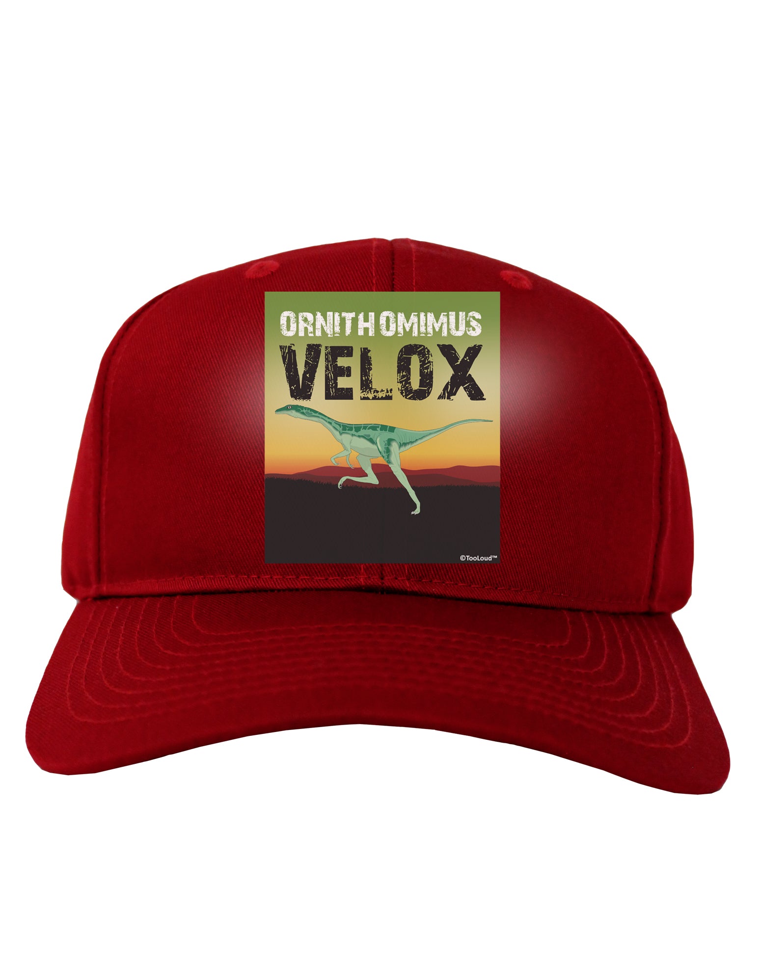 Ornithomimus Velox - With Name Adult Dark Baseball Cap Hat by TooLoud-Baseball Cap-TooLoud-Red-One Size-Davson Sales