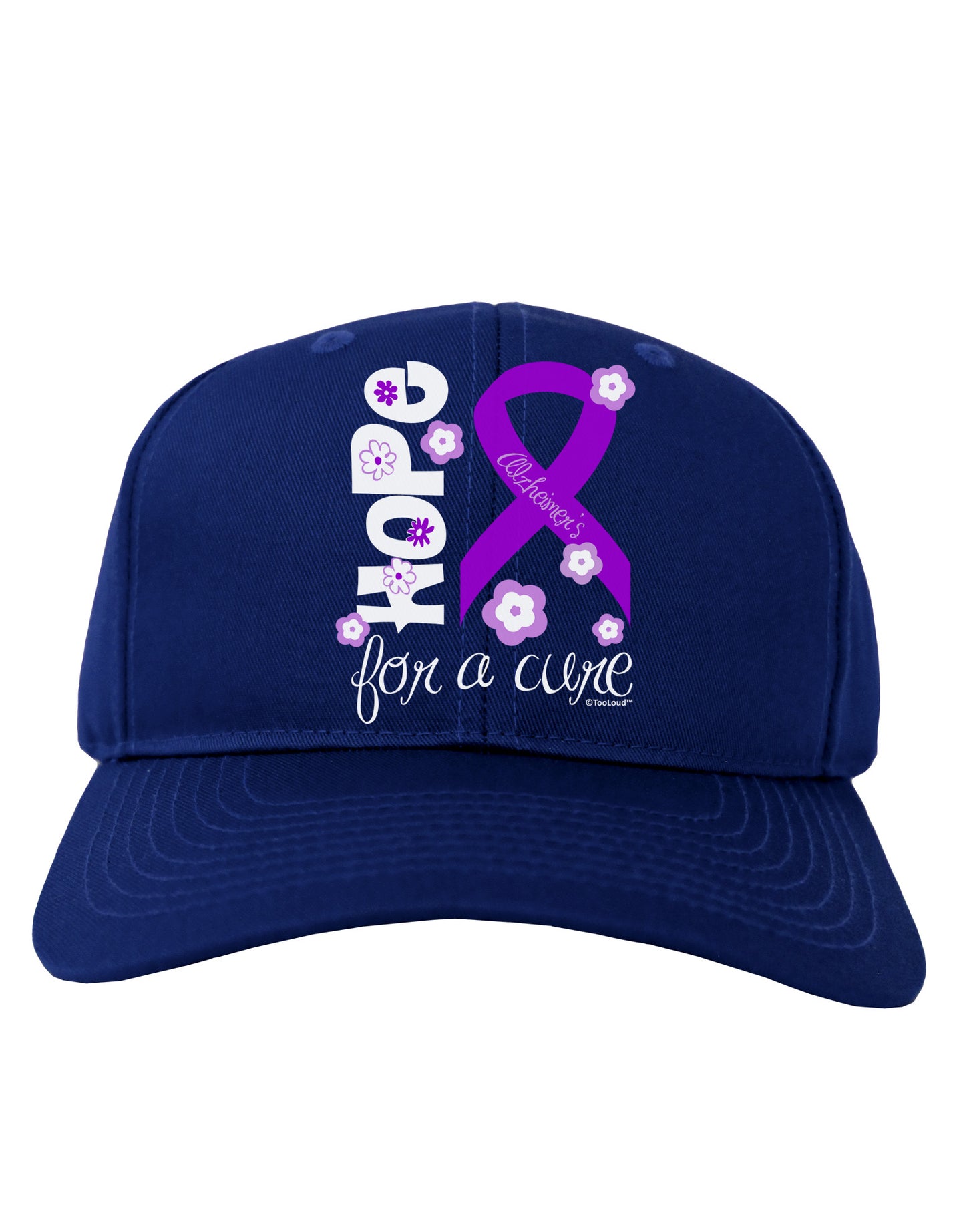 Hope for a Cure - Purple Ribbon Alzheimers Disease - Flowers Adult Dark Baseball Cap Hat-Baseball Cap-TooLoud-Royal-Blue-One Size-Davson Sales