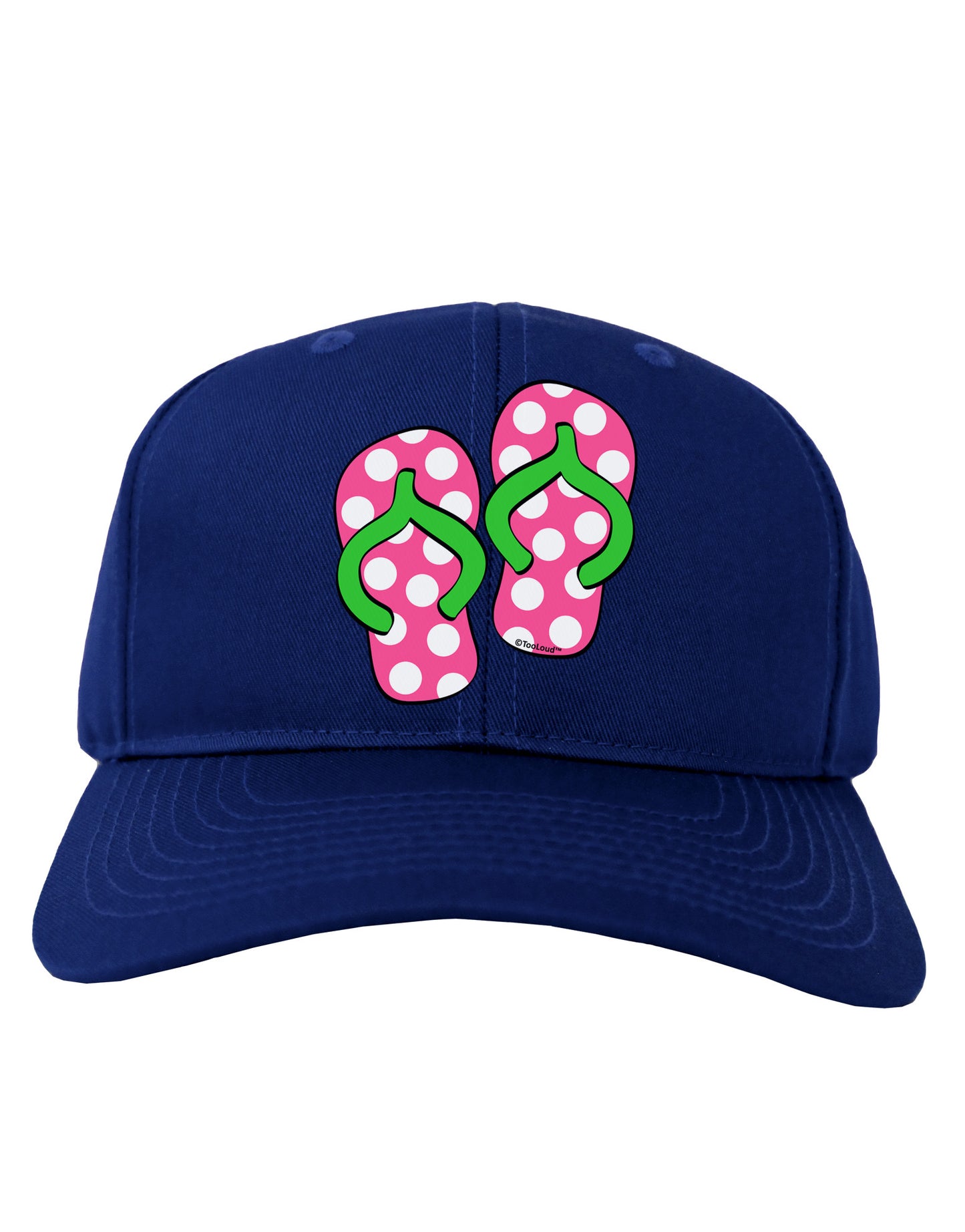 Cute Polka Dot Flip Flops - Pink and Green Adult Dark Baseball Cap Hat-Baseball Cap-TooLoud-Royal-Blue-One Size-Davson Sales