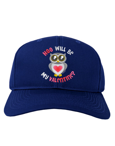 Hoo Will Be My Valentine Adult Dark Baseball Cap Hat-Baseball Cap-TooLoud-Royal-Blue-One Size-Davson Sales