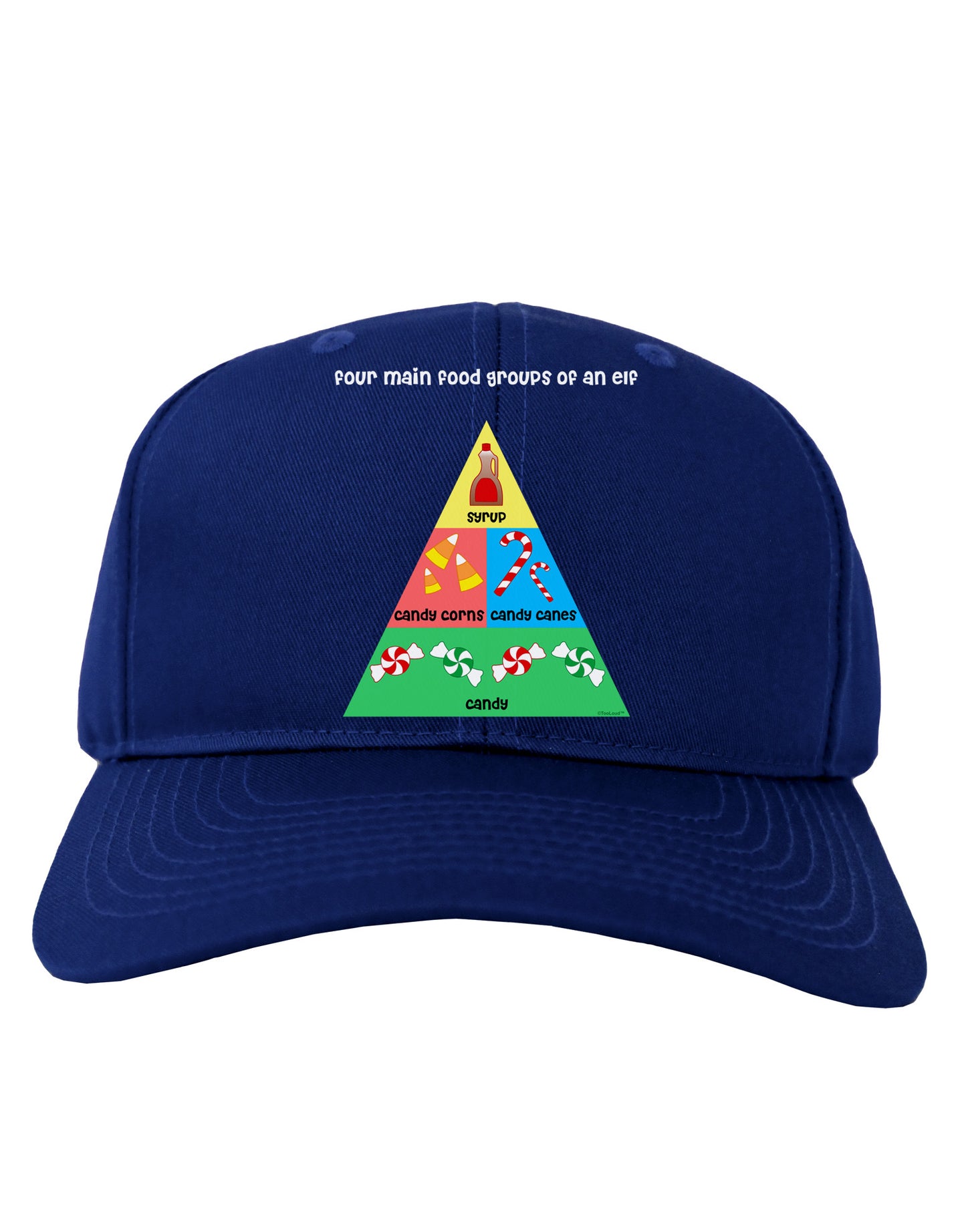 Four Main Food Groups of an Elf - Christmas Adult Dark Baseball Cap Hat-Baseball Cap-TooLoud-Royal-Blue-One Size-Davson Sales