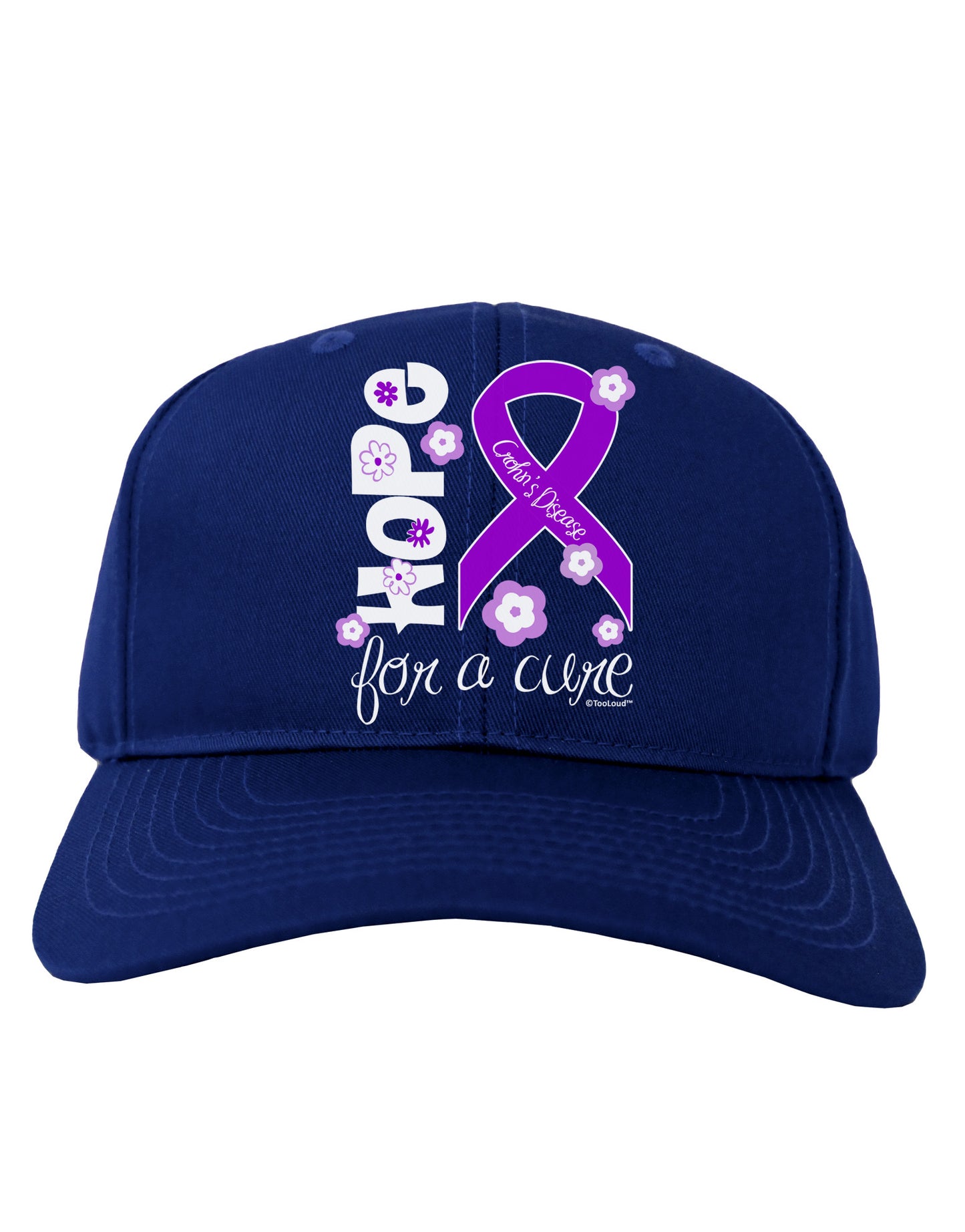 Hope for a Cure - Purple Ribbon Crohn?ÇÖs Disease - Flowers Adult Dark Baseball Cap Hat-Baseball Cap-TooLoud-Royal-Blue-One Size-Davson Sales