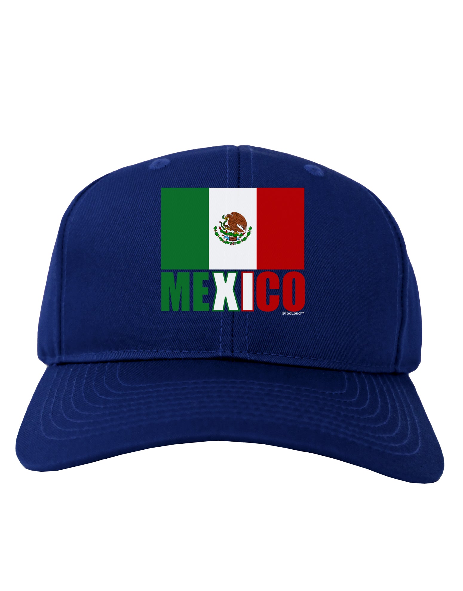 Mexican Flag - Mexico Text Adult Dark Baseball Cap Hat by TooLoud-Baseball Cap-TooLoud-Royal-Blue-One Size-Davson Sales