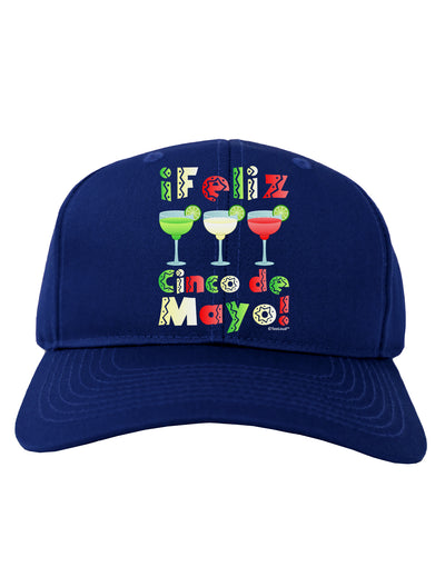 Margaritas - Mexican Flag Colors - Feliz Cinco de Mayo Adult Dark Baseball Cap Hat by TooLoud-Baseball Cap-TooLoud-Royal-Blue-One Size-Davson Sales