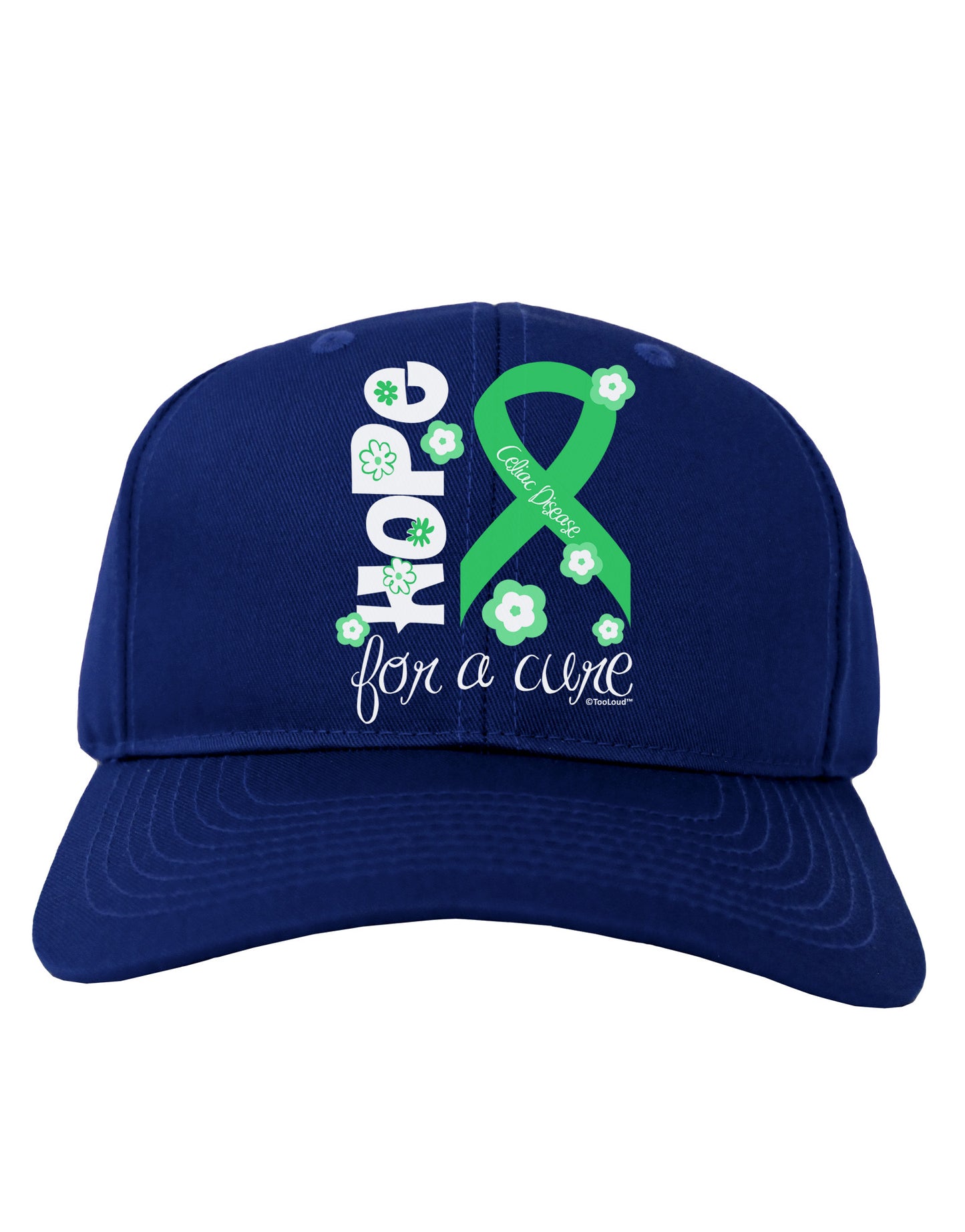 Hope for a Cure - Light Green Ribbon Celiac Disease - Flowers Adult Dark Baseball Cap Hat-Baseball Cap-TooLoud-Royal-Blue-One Size-Davson Sales