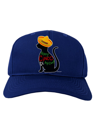 Happy Cinco de Meow - Cinco de Mayo Cat Adult Dark Baseball Cap Hat by TooLoud-Baseball Cap-TooLoud-Royal-Blue-One Size-Davson Sales