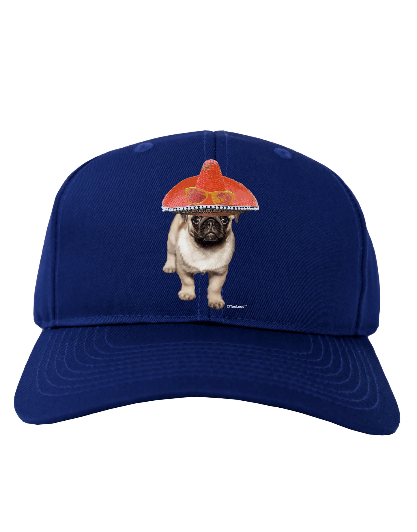Pug Dog with Pink Sombrero Adult Dark Baseball Cap Hat by TooLoud-Baseball Cap-TooLoud-Royal-Blue-One Size-Davson Sales