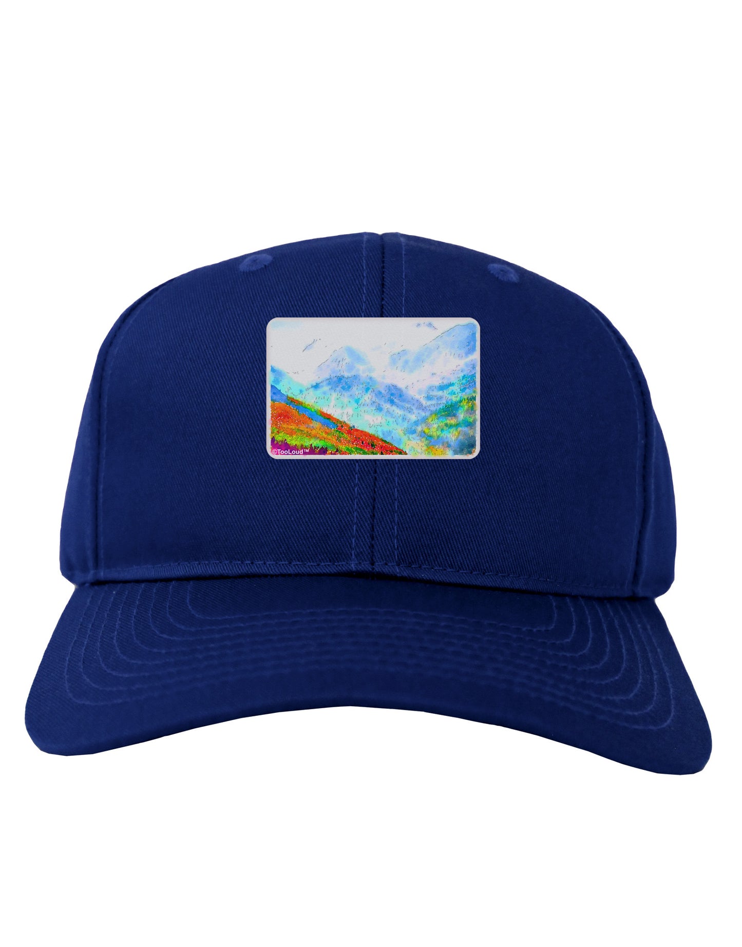 CO Fog Mountains Watercolor Adult Dark Baseball Cap Hat-Baseball Cap-TooLoud-Royal-Blue-One Size-Davson Sales