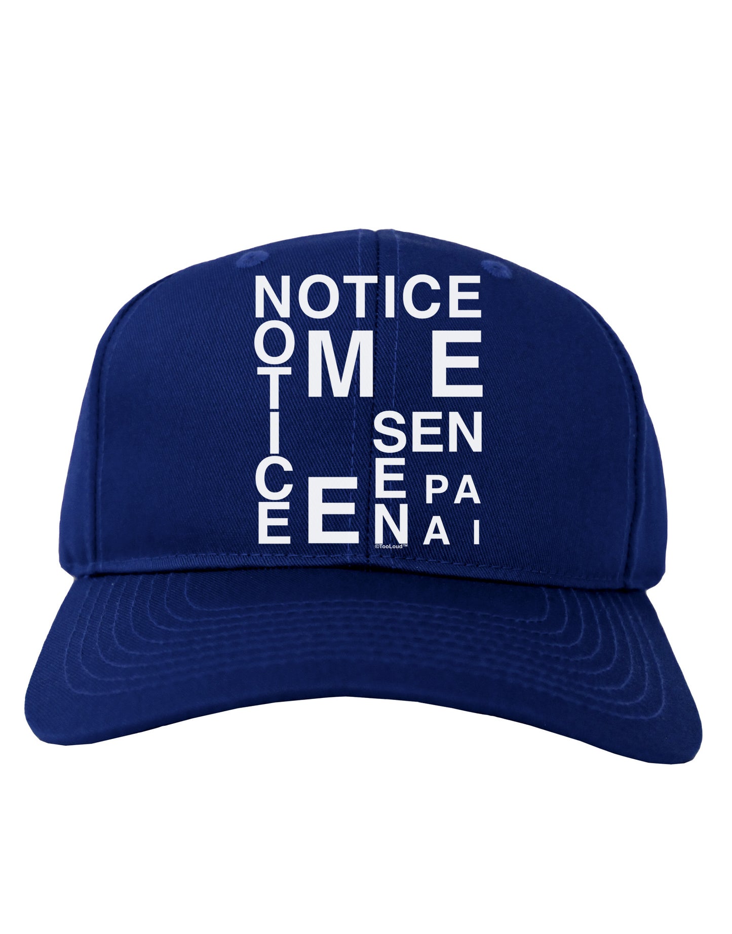 Notice Me Senpai Artistic Text Adult Dark Baseball Cap Hat-Baseball Cap-TooLoud-Royal-Blue-One Size-Davson Sales
