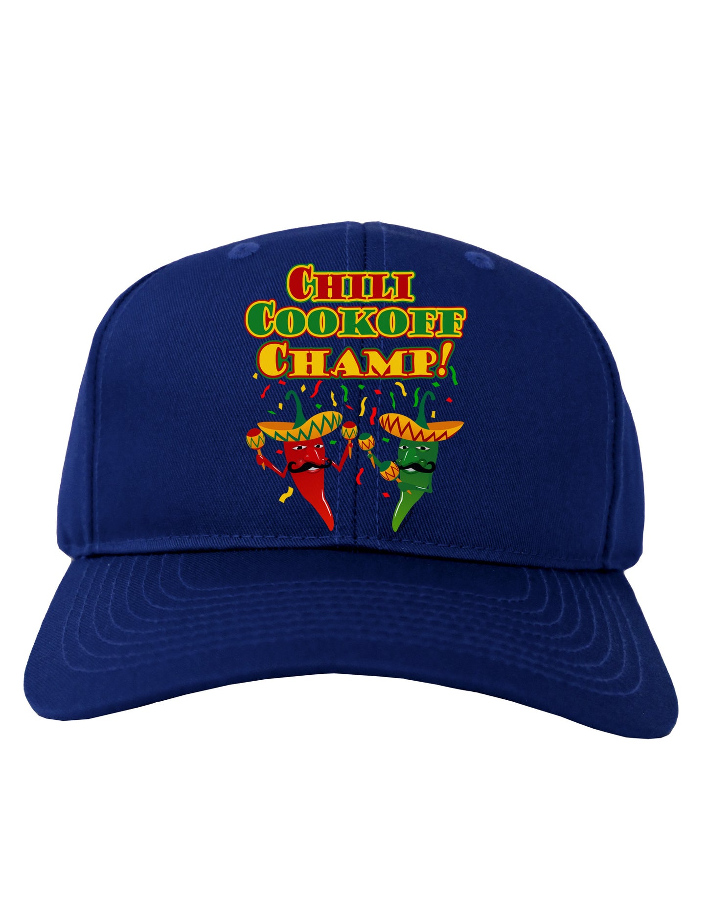 Chili Cookoff Champ! Chile Peppers Adult Dark Baseball Cap Hat-Baseball Cap-TooLoud-Royal-Blue-One Size-Davson Sales