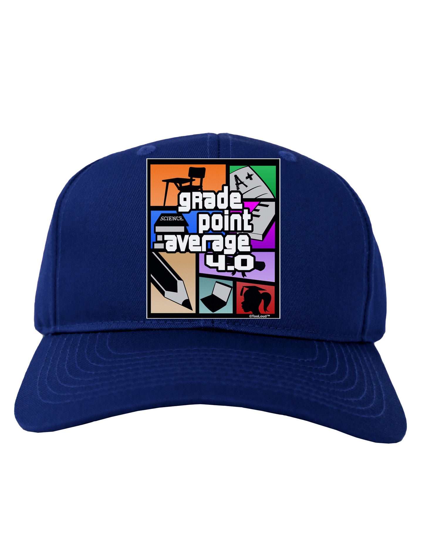 GPA 4 - Grade Point Average Adult Dark Baseball Cap Hat-Baseball Cap-TooLoud-Royal-Blue-One Size-Davson Sales