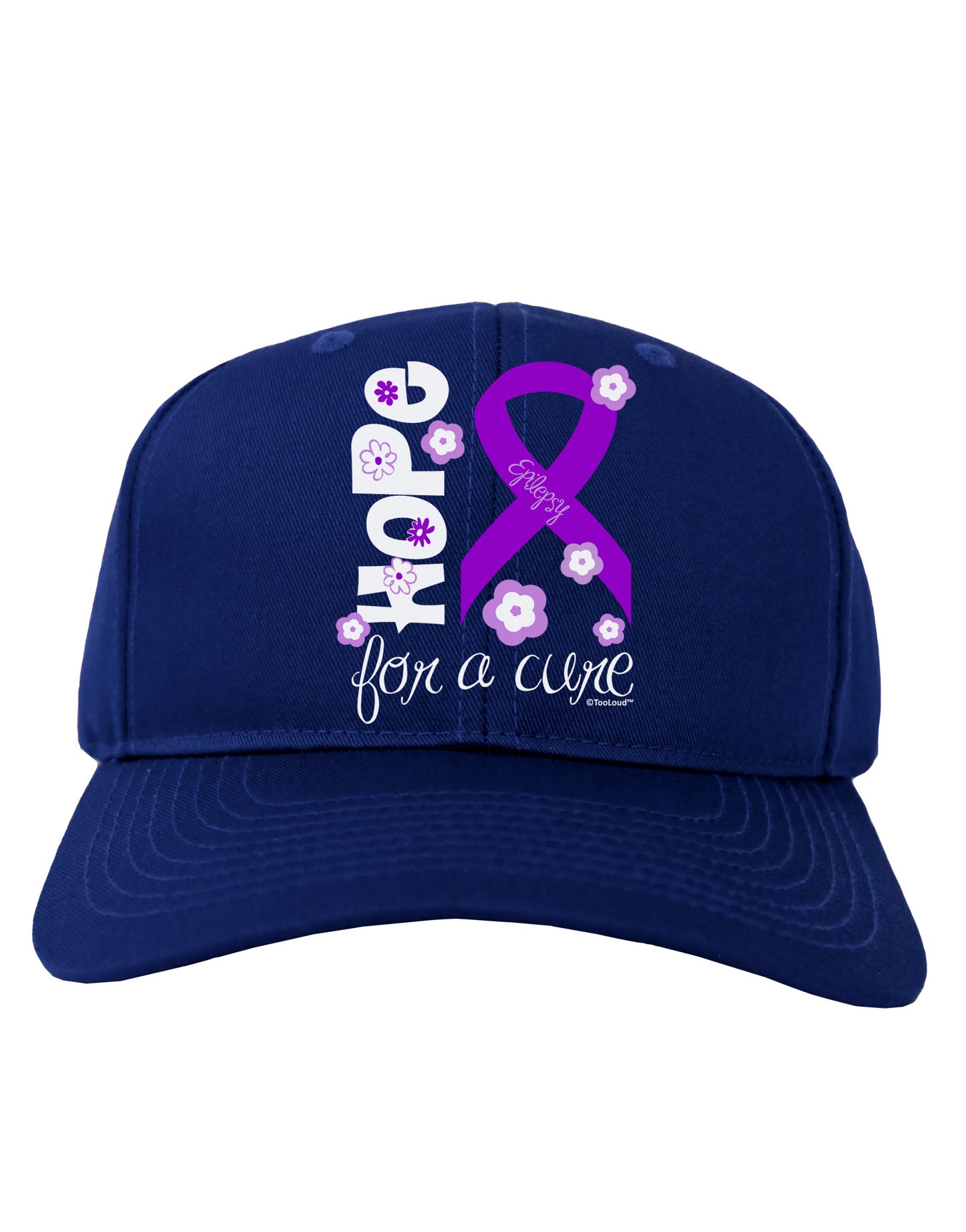 Hope for a Cure - Purple Ribbon Epilepsy - Flowers Adult Dark Baseball Cap Hat-Baseball Cap-TooLoud-Royal-Blue-One Size-Davson Sales