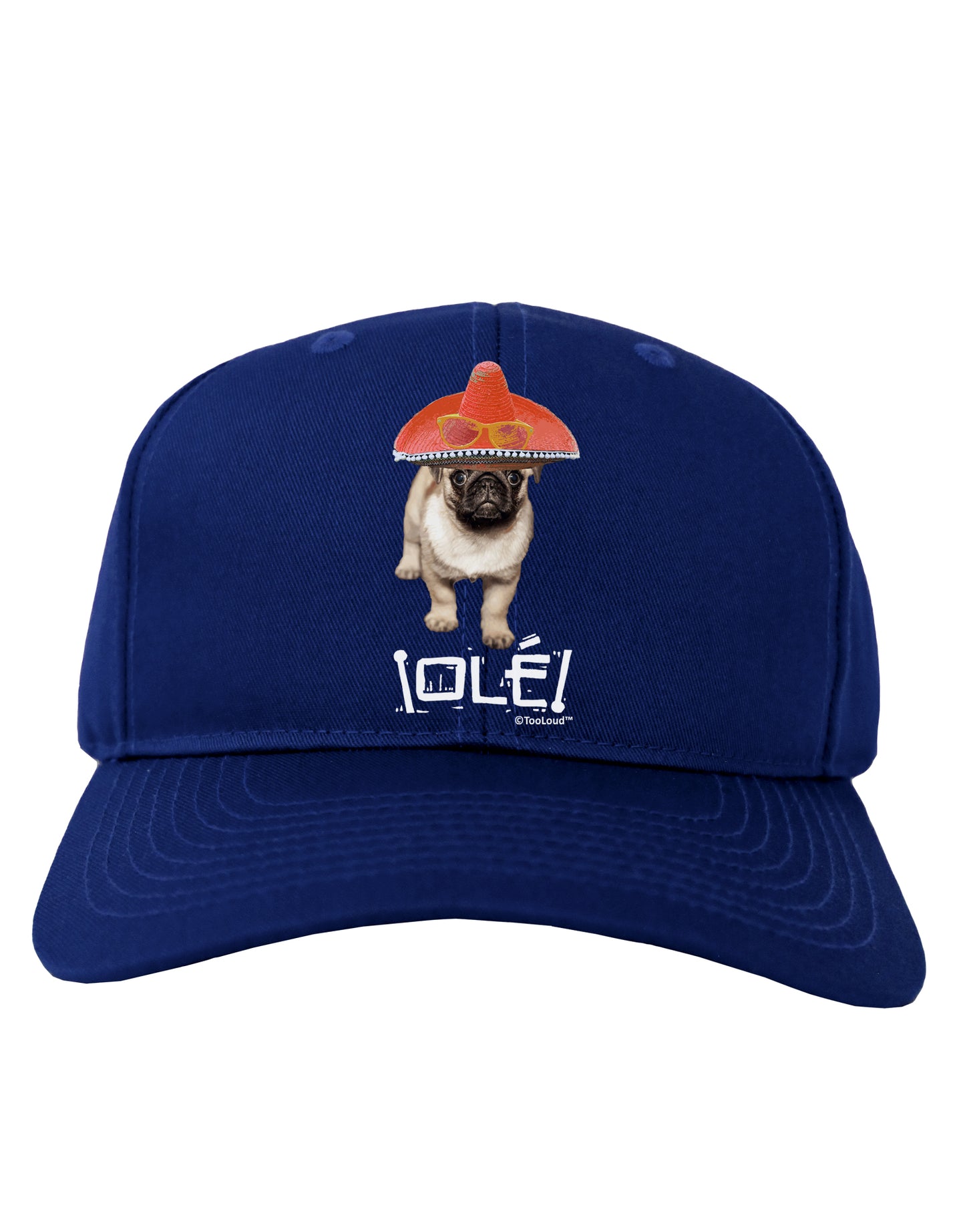 Pug Dog with Pink Sombrero - Ole Adult Dark Baseball Cap Hat by TooLoud-Baseball Cap-TooLoud-Royal-Blue-One Size-Davson Sales