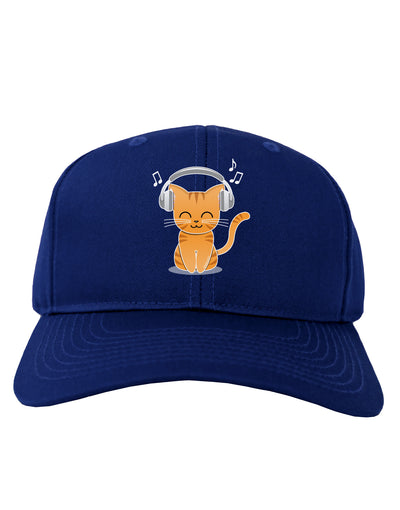 Cute Kitty With Headphones Adult Dark Baseball Cap Hat-Baseball Cap-TooLoud-Royal-Blue-One Size-Davson Sales