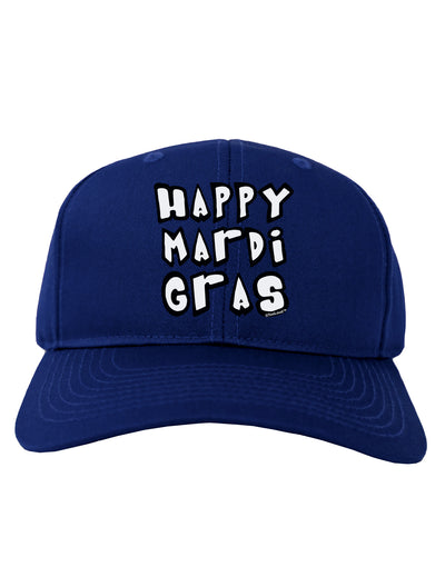 Happy Mardi Gras Text 2 BnW Adult Dark Baseball Cap Hat-Baseball Cap-TooLoud-Royal-Blue-One Size-Davson Sales