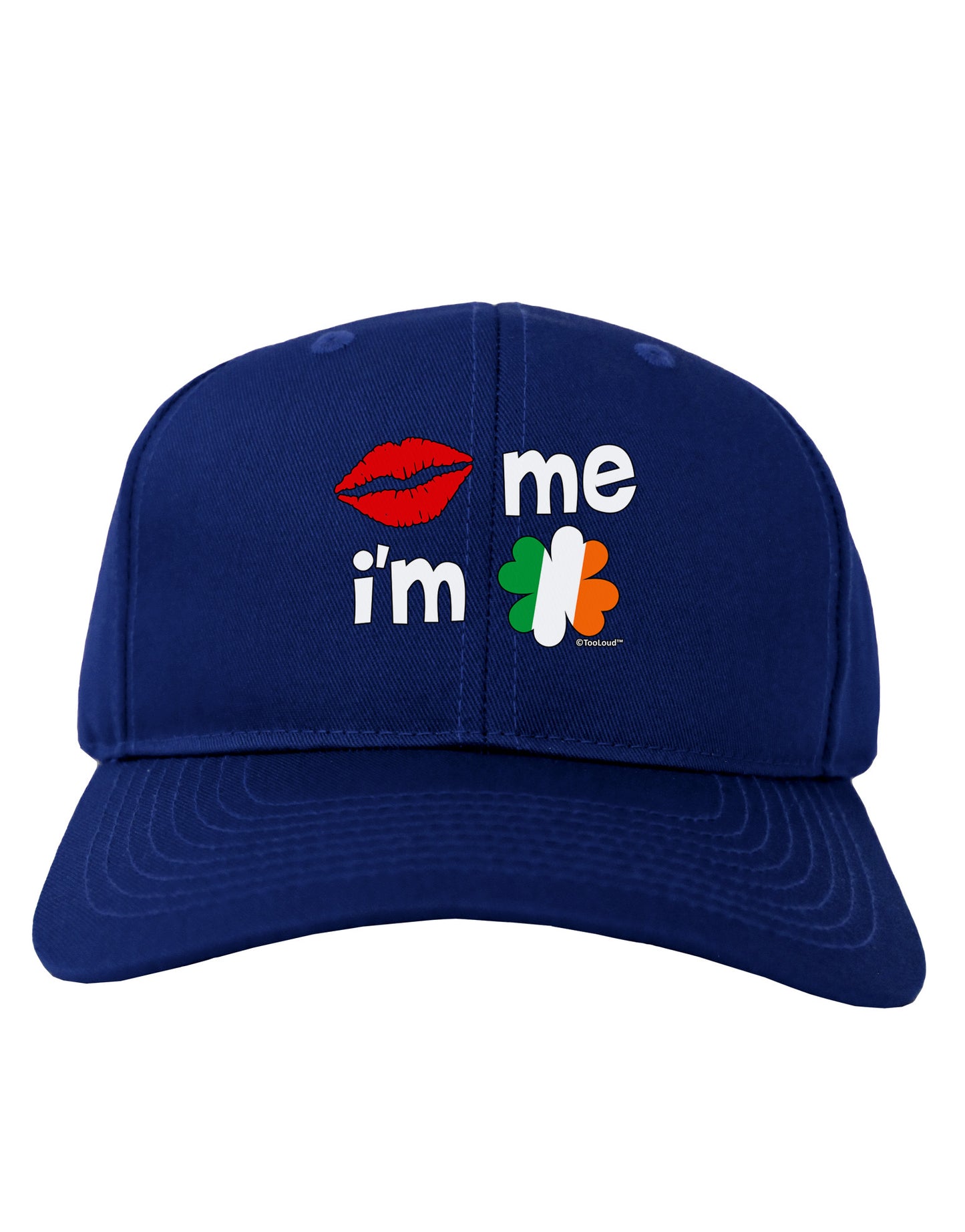 Kiss and Irish Flag Shamrock - Kiss Me I'm Irish Adult Dark Baseball Cap Hat by TooLoud-Baseball Cap-TooLoud-Royal-Blue-One Size-Davson Sales