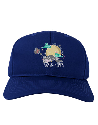 TooLoud Pugs and Kisses Dark Adult Dark Baseball Cap Hat-Baseball Cap-TooLoud-Royal-Blue-One-Size-Fits-Most-Davson Sales