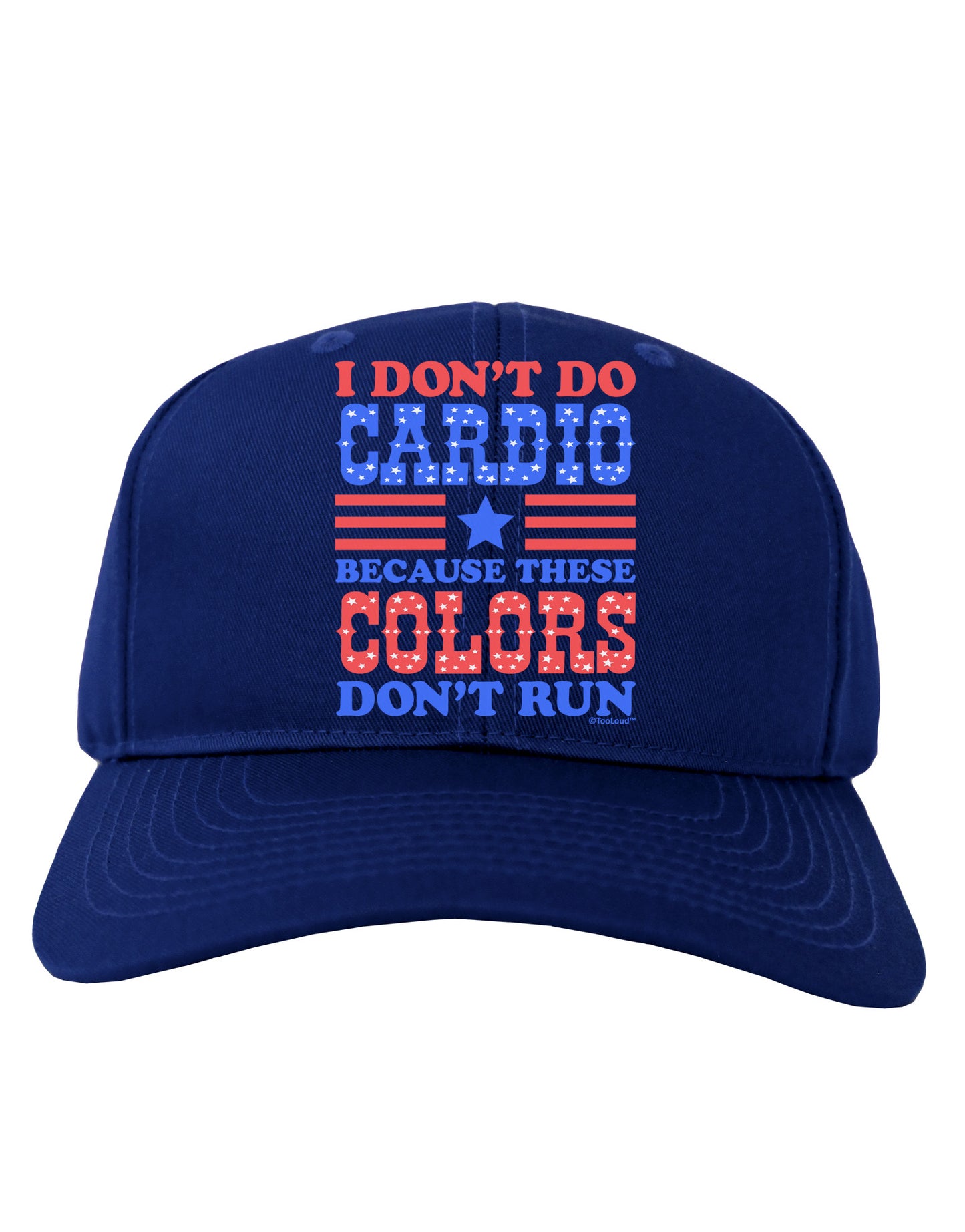 I Don't Do Cardio Because These Colors Don't Run Adult Dark Baseball Cap Hat-Baseball Cap-TooLoud-Royal-Blue-One Size-Davson Sales