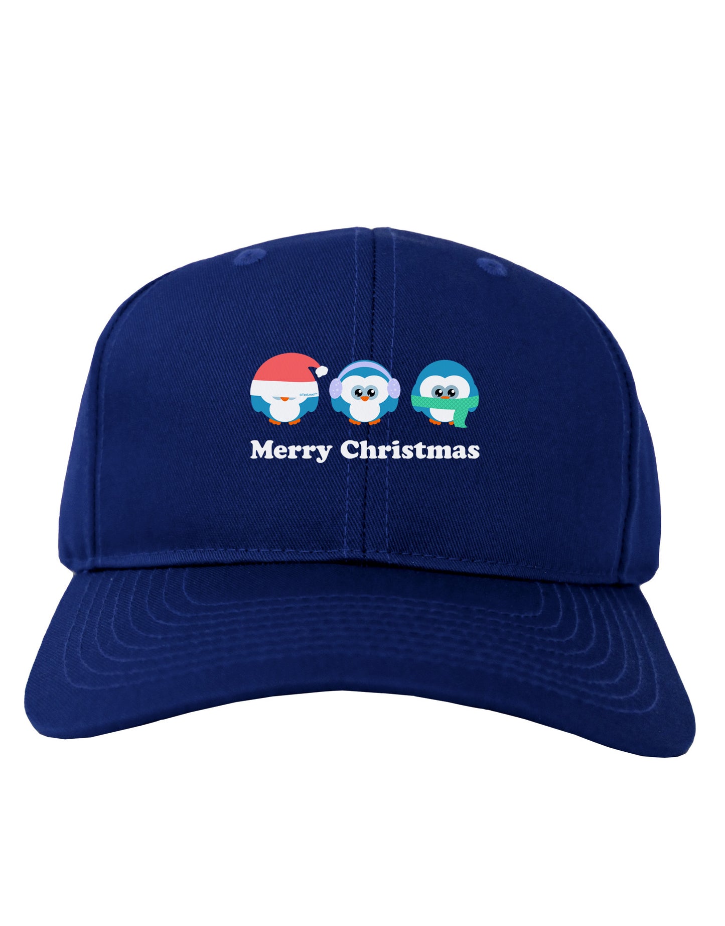 Merry Christmas Penguins See Hear Speak No Evil Adult Dark Baseball Cap Hat-Baseball Cap-TooLoud-Royal-Blue-One Size-Davson Sales