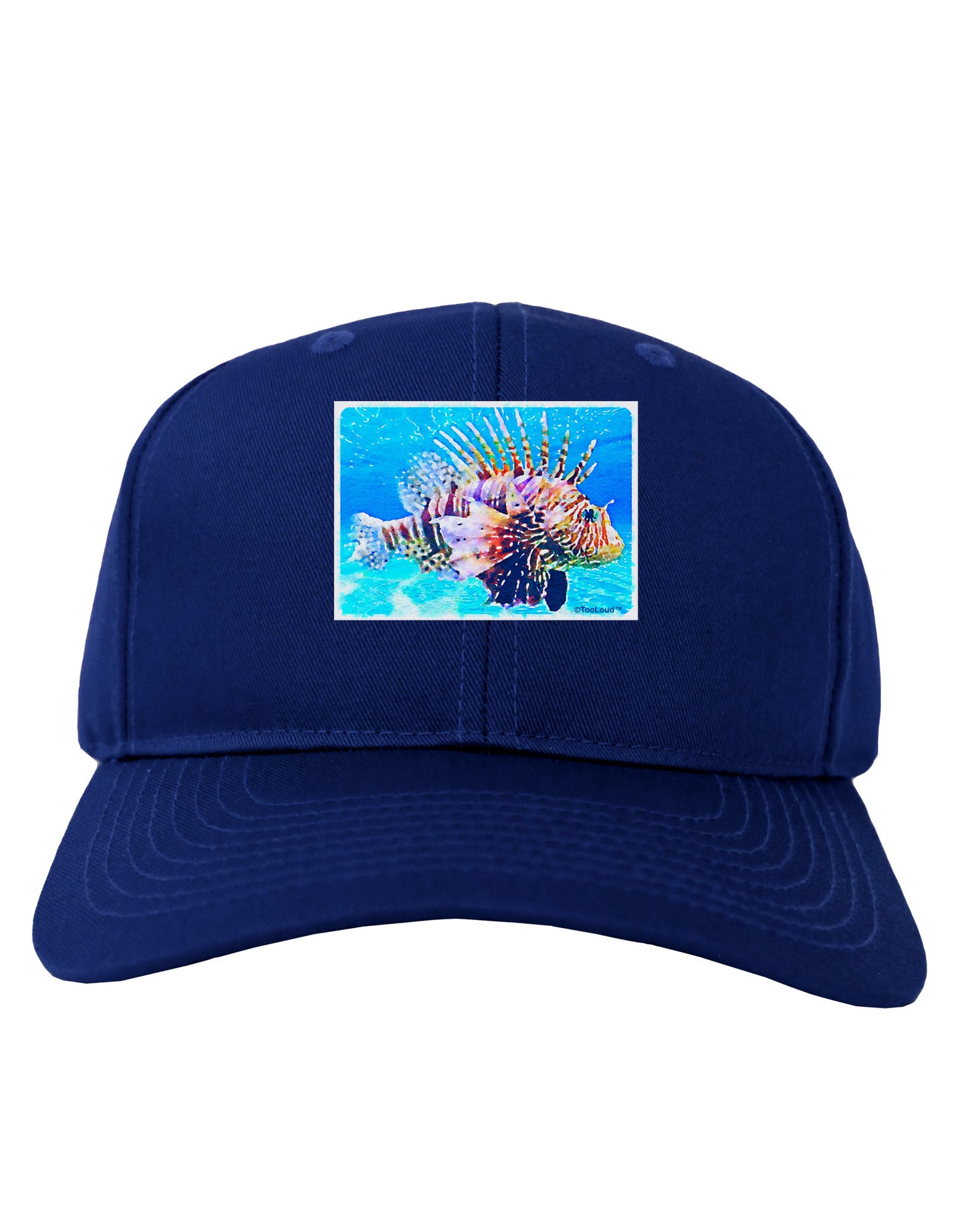 Lionfish in Watercolor Adult Dark Baseball Cap Hat by-Baseball Cap-TooLoud-Royal-Blue-One Size-Davson Sales