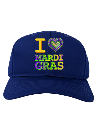 I Love Heart Mardi Gras Adult Dark Baseball Cap Hat-Baseball Cap-TooLoud-Royal-Blue-One Size-Davson Sales