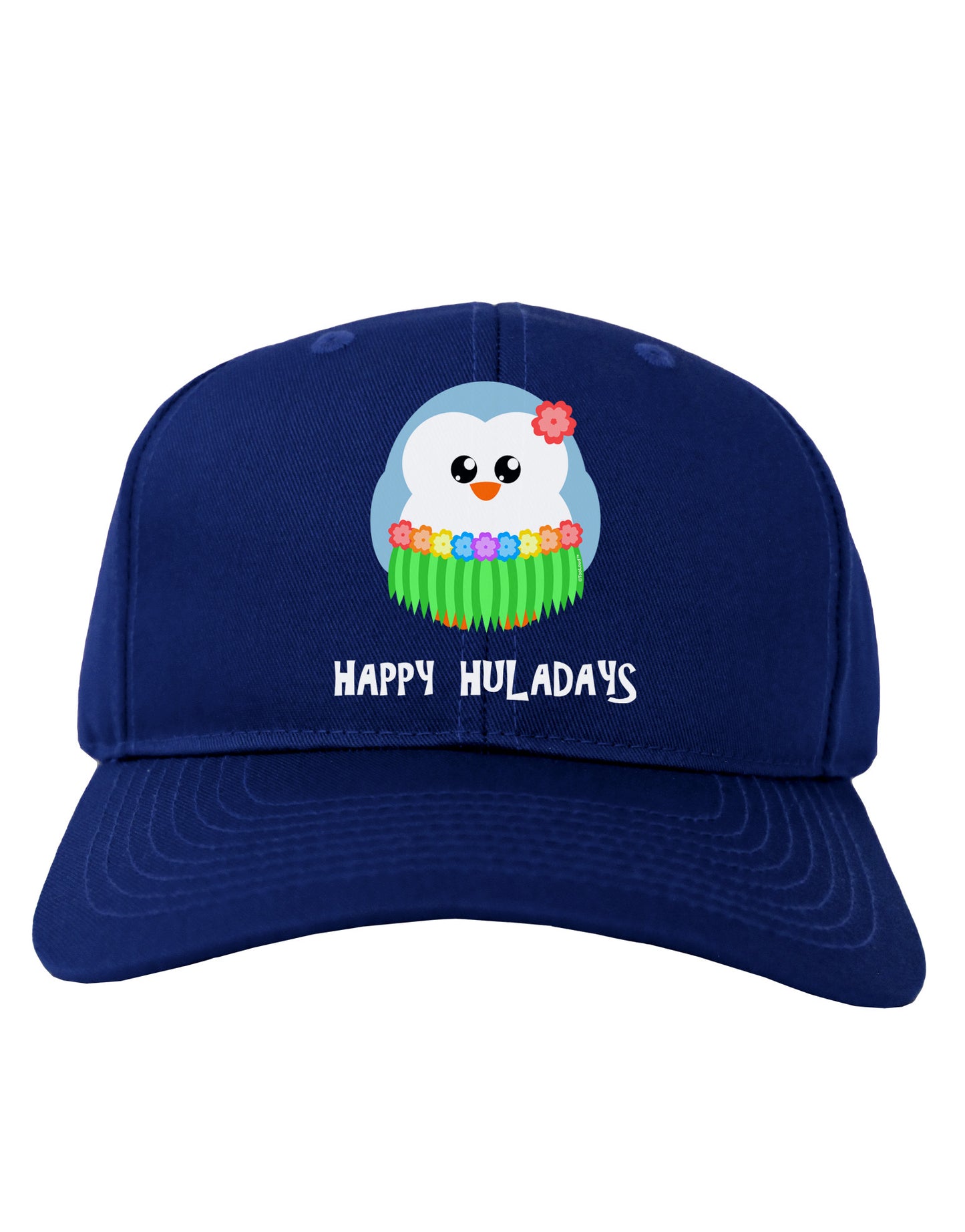 Happy Huladays Holiday Penguin - Christmas Adult Dark Baseball Cap Hat-Baseball Cap-TooLoud-Royal-Blue-One Size-Davson Sales