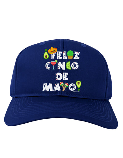 Feliz Cinco de Mayo - Fiesta Icons Adult Dark Baseball Cap Hat by TooLoud-Baseball Cap-TooLoud-Royal-Blue-One Size-Davson Sales