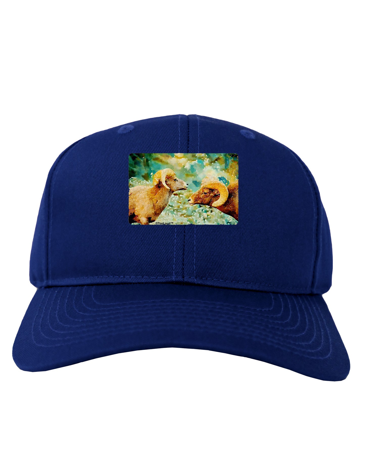 Two Bighorn Rams Watercolor Adult Dark Baseball Cap Hat-Baseball Cap-TooLoud-Royal-Blue-One Size-Davson Sales