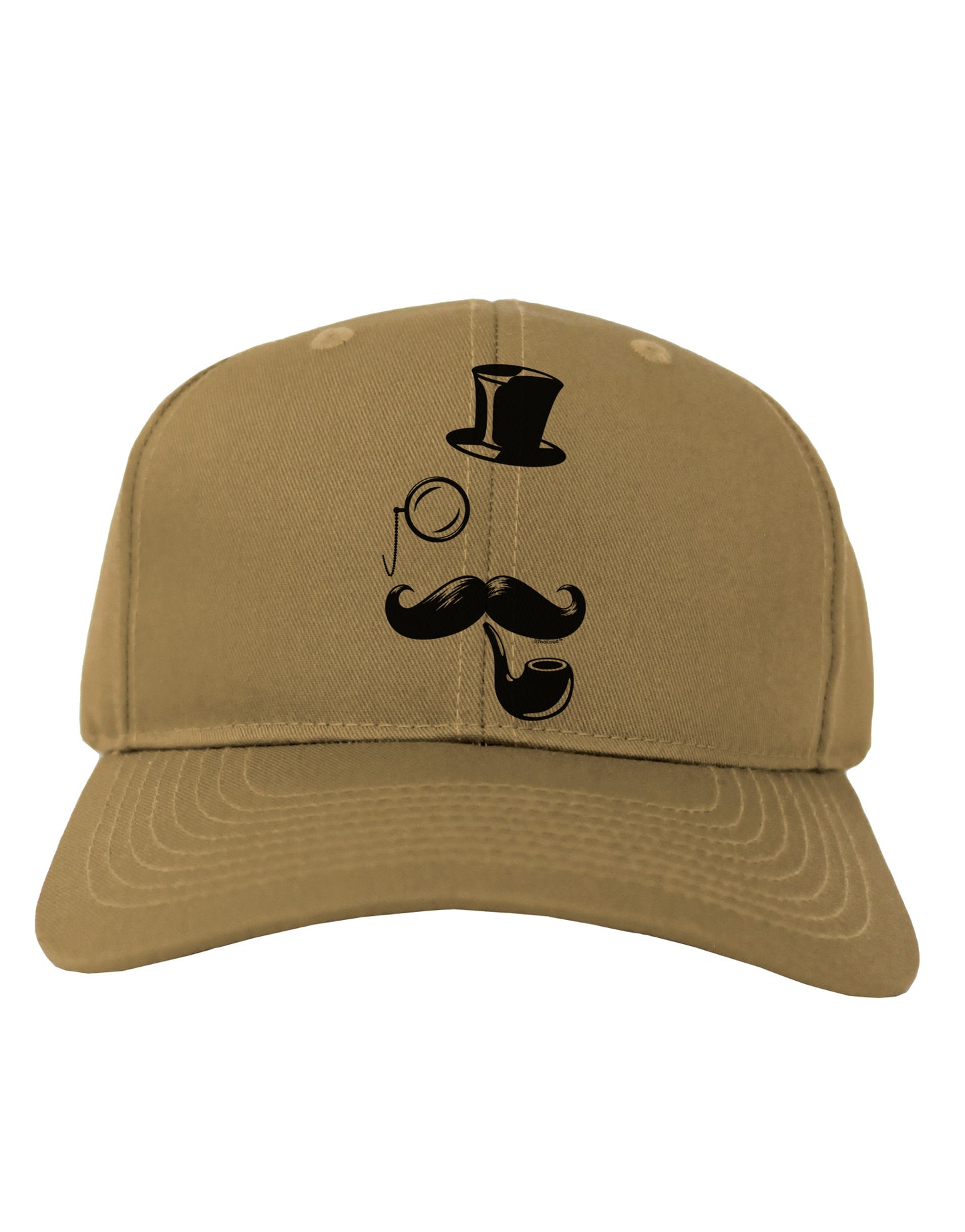 Tophat Mustache Pipe and Monocle Adult Baseball Cap Hat-Baseball Cap-TooLoud-Khaki-One Size-Davson Sales