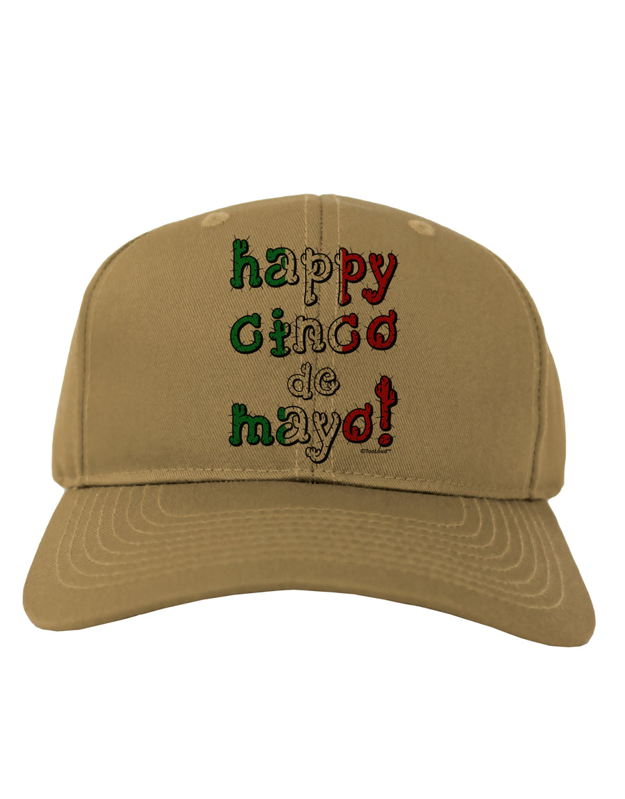 Happy Cinco de Mayo - Cactus Design Adult Baseball Cap Hat by TooLoud-Baseball Cap-TooLoud-White-One Size-Davson Sales