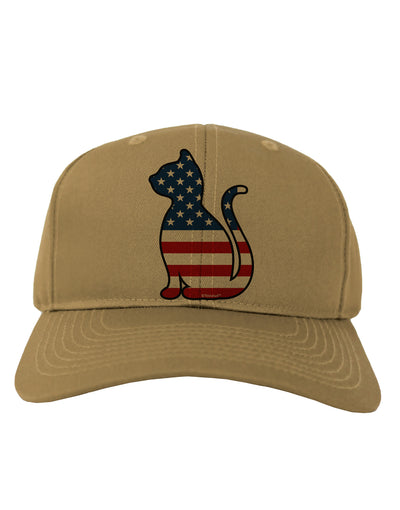 Patriotic Cat Design Adult Baseball Cap Hat by TooLoud-Baseball Cap-TooLoud-Khaki-One Size-Davson Sales