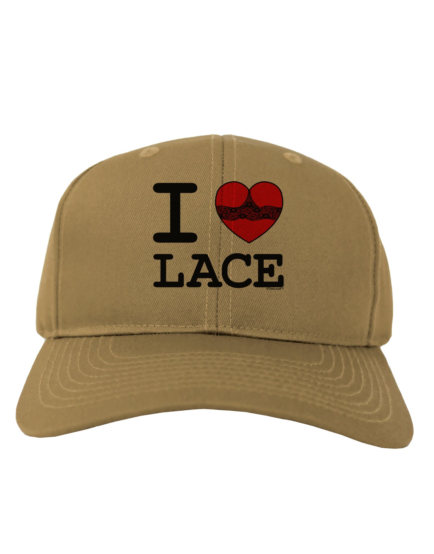 I Love Heart Lace Adult Baseball Cap Hat-Baseball Cap-TooLoud-Khaki-One Size-Davson Sales
