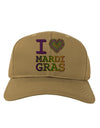 I Love Heart Mardi Gras Adult Baseball Cap Hat-Baseball Cap-TooLoud-Khaki-One Size-Davson Sales