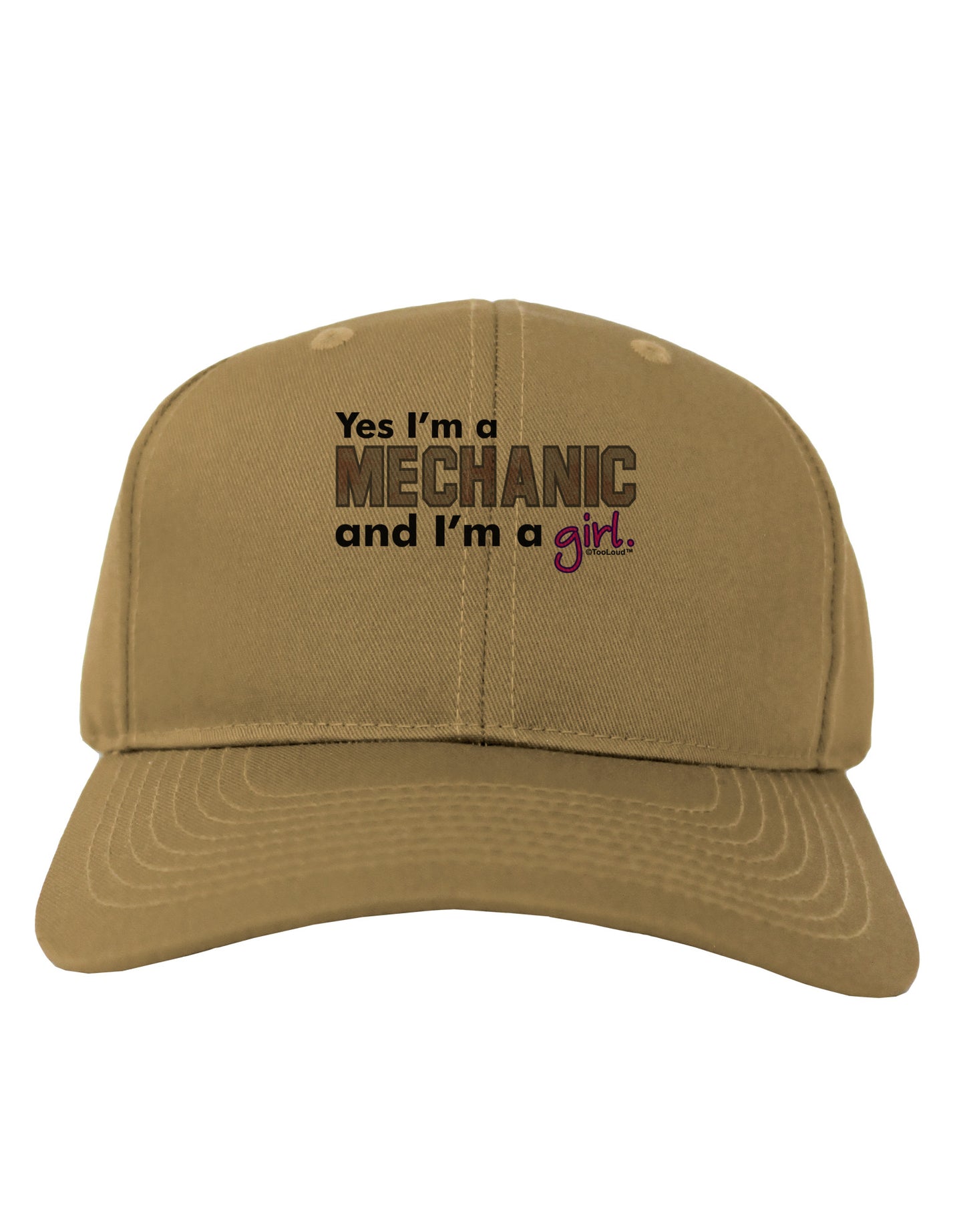 Yes I am a Mechanic Girl Adult Baseball Cap Hat-Baseball Cap-TooLoud-Khaki-One Size-Davson Sales