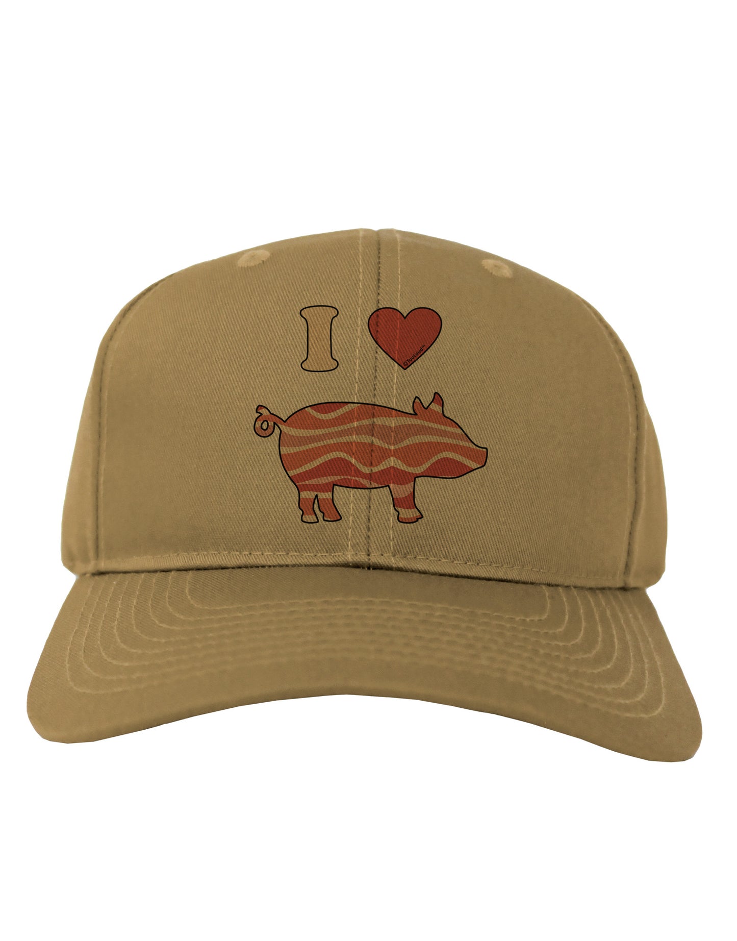 I Heart My Bacon Pig Silhouette Adult Baseball Cap Hat by TooLoud-Baseball Cap-TooLoud-Khaki-One Size-Davson Sales