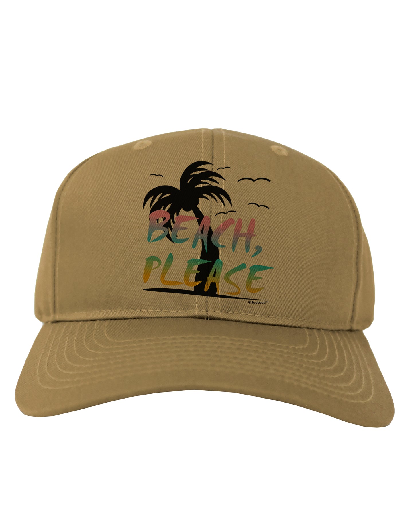 Beach Please - Summer Colors with Palm Trees Adult Baseball Cap Hat-Baseball Cap-TooLoud-Khaki-One Size-Davson Sales