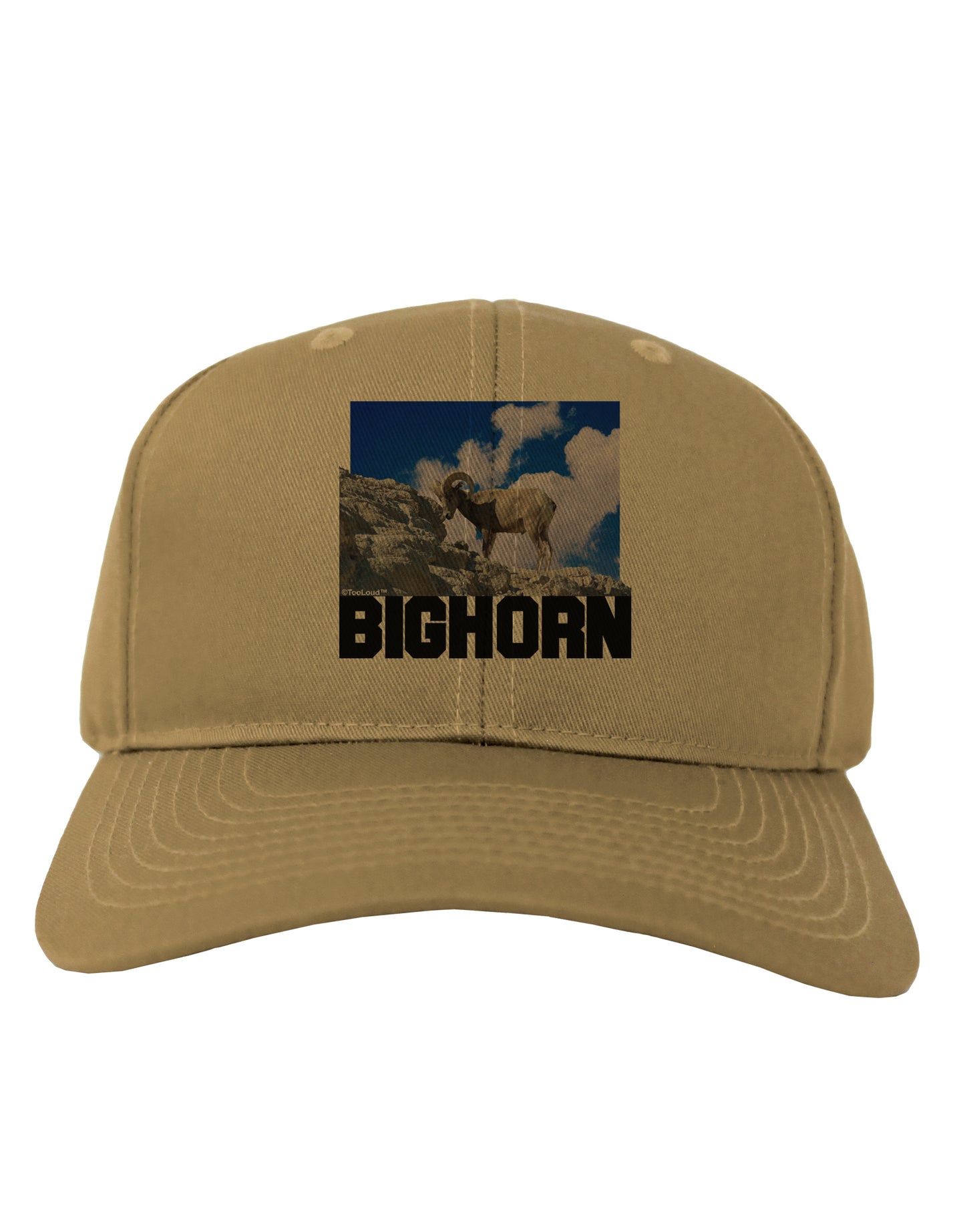Bighorn Ram Text Adult Baseball Cap Hat-Baseball Cap-TooLoud-Khaki-One Size-Davson Sales