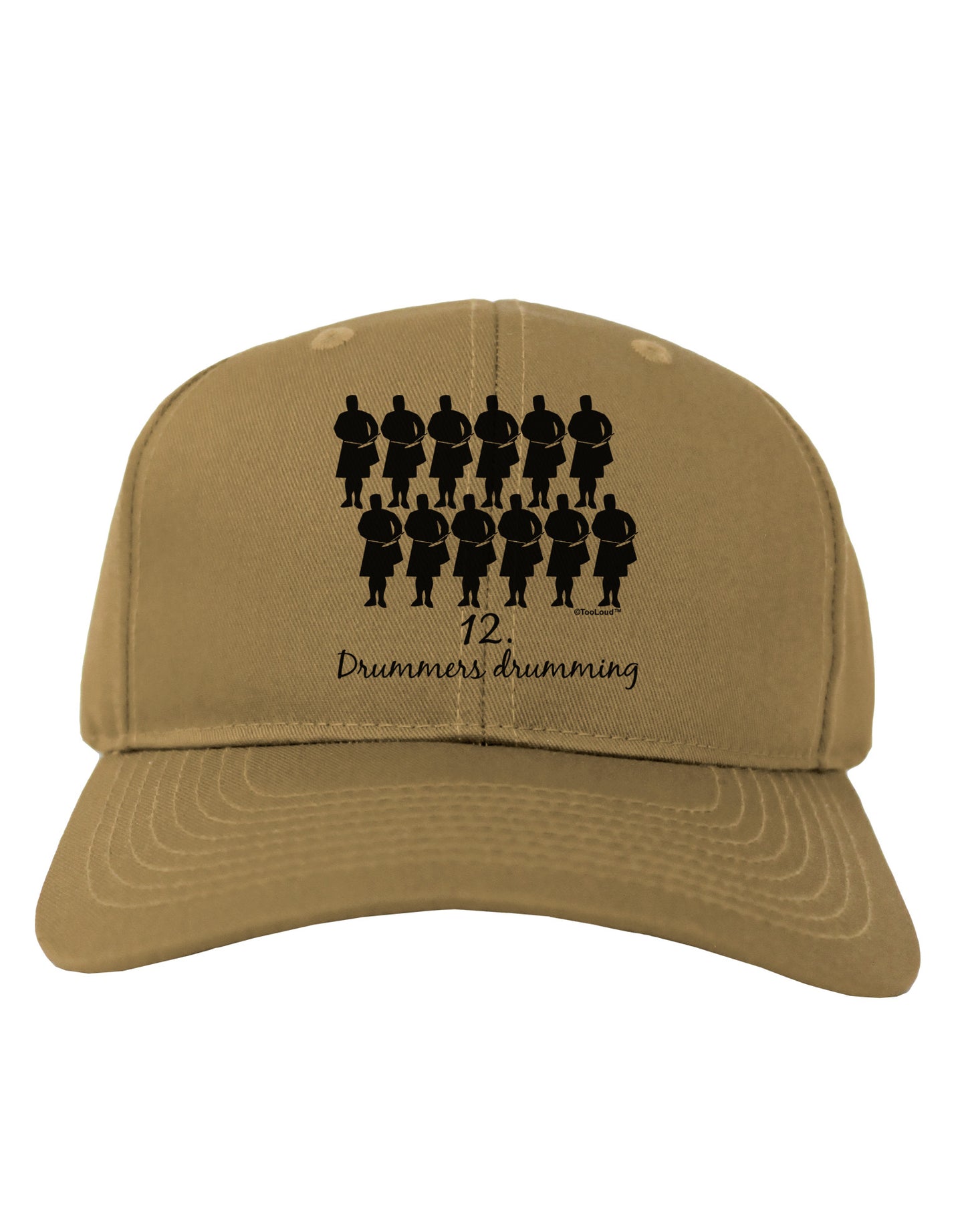 Twelve Drummers Drumming Text Adult Baseball Cap Hat-Baseball Cap-TooLoud-Khaki-One Size-Davson Sales