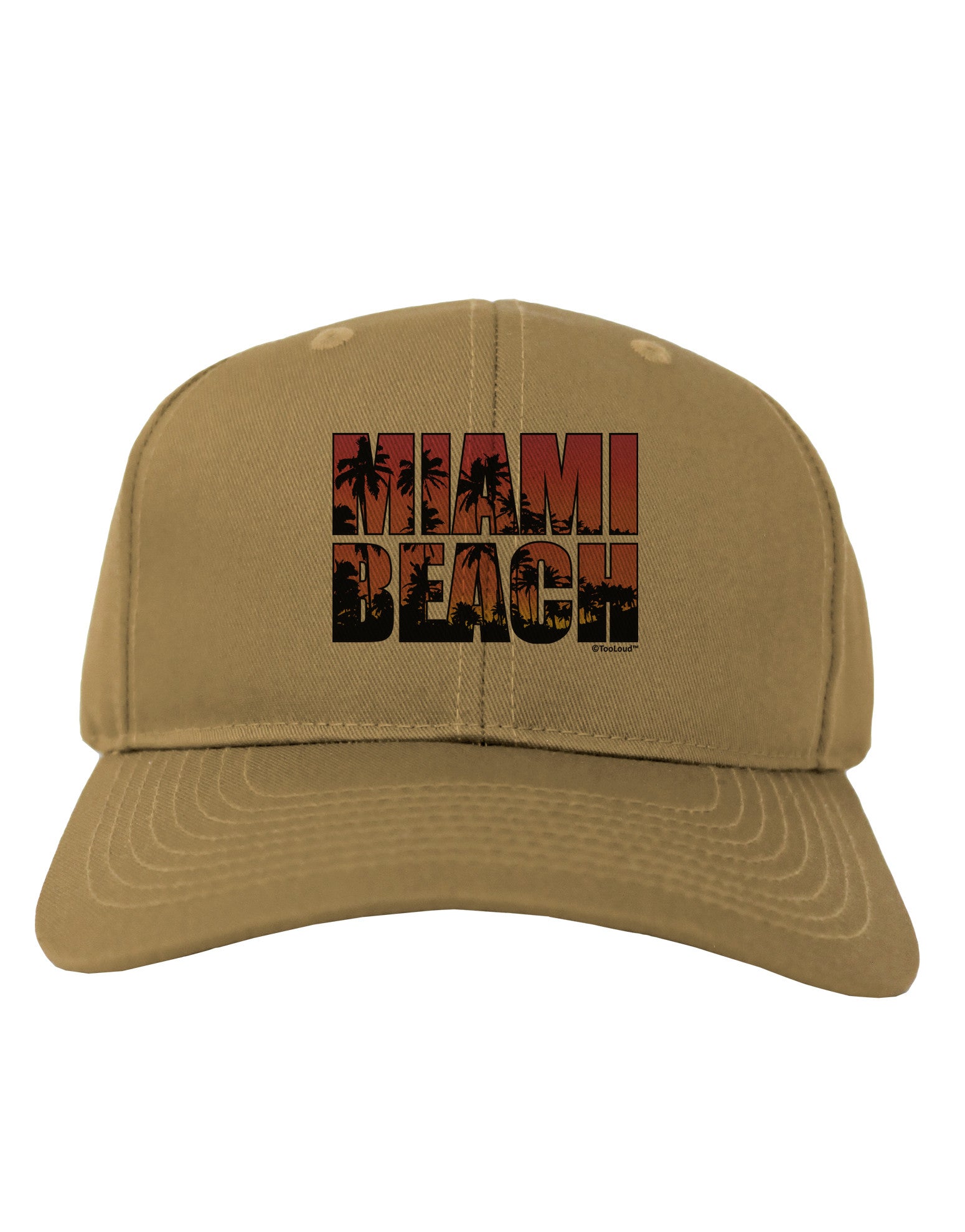 Miami Beach - Sunset Palm Trees Adult Baseball Cap Hat by TooLoud-Baseball Cap-TooLoud-Khaki-One Size-Davson Sales
