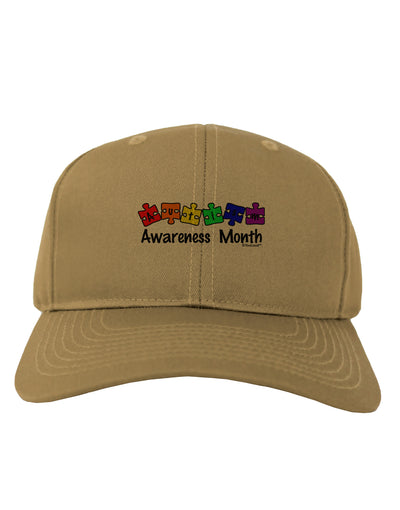 Autism Awareness Month - Colorful Puzzle Pieces Adult Baseball Cap Hat by TooLoud-Baseball Cap-TooLoud-Khaki-One Size-Davson Sales