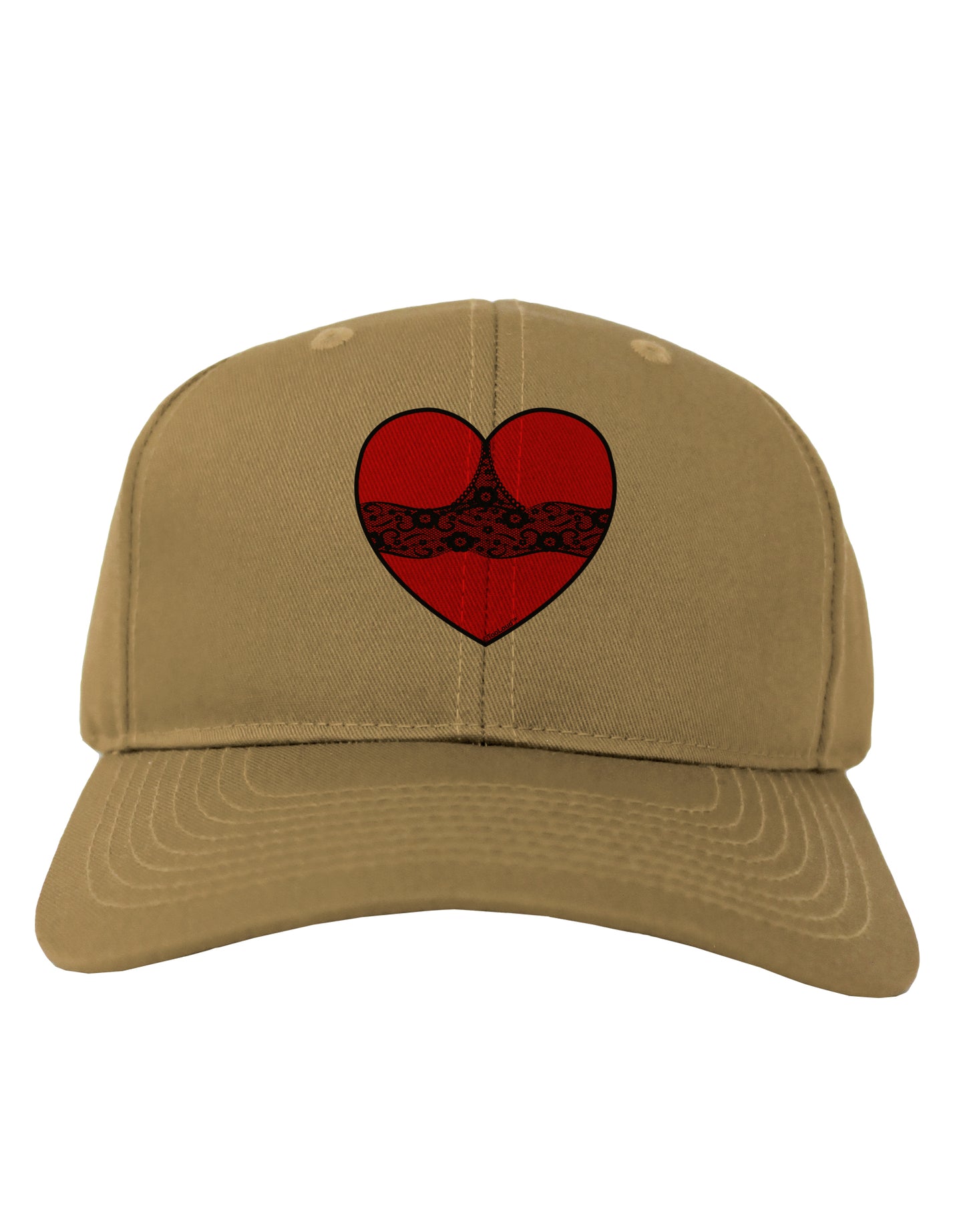Black Lace Panty Heart Adult Baseball Cap Hat-Baseball Cap-TooLoud-Khaki-One Size-Davson Sales