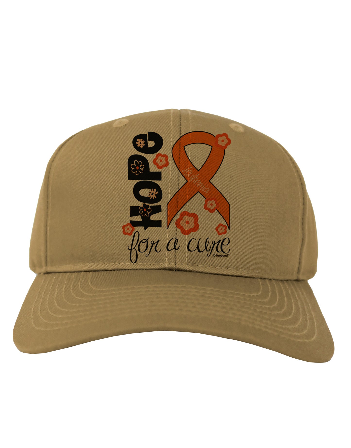 Hope for a Cure - Orange Ribbon Leukemia - Flowers Adult Baseball Cap Hat-Baseball Cap-TooLoud-Khaki-One Size-Davson Sales