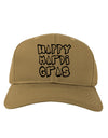 Happy Mardi Gras Text 2 BnW Adult Baseball Cap Hat-Baseball Cap-TooLoud-Khaki-One Size-Davson Sales