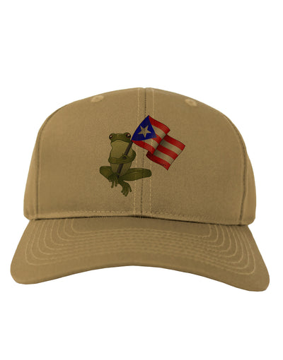 Coqui Holding Flag Adult Baseball Cap Hat-Baseball Cap-TooLoud-Khaki-One Size-Davson Sales