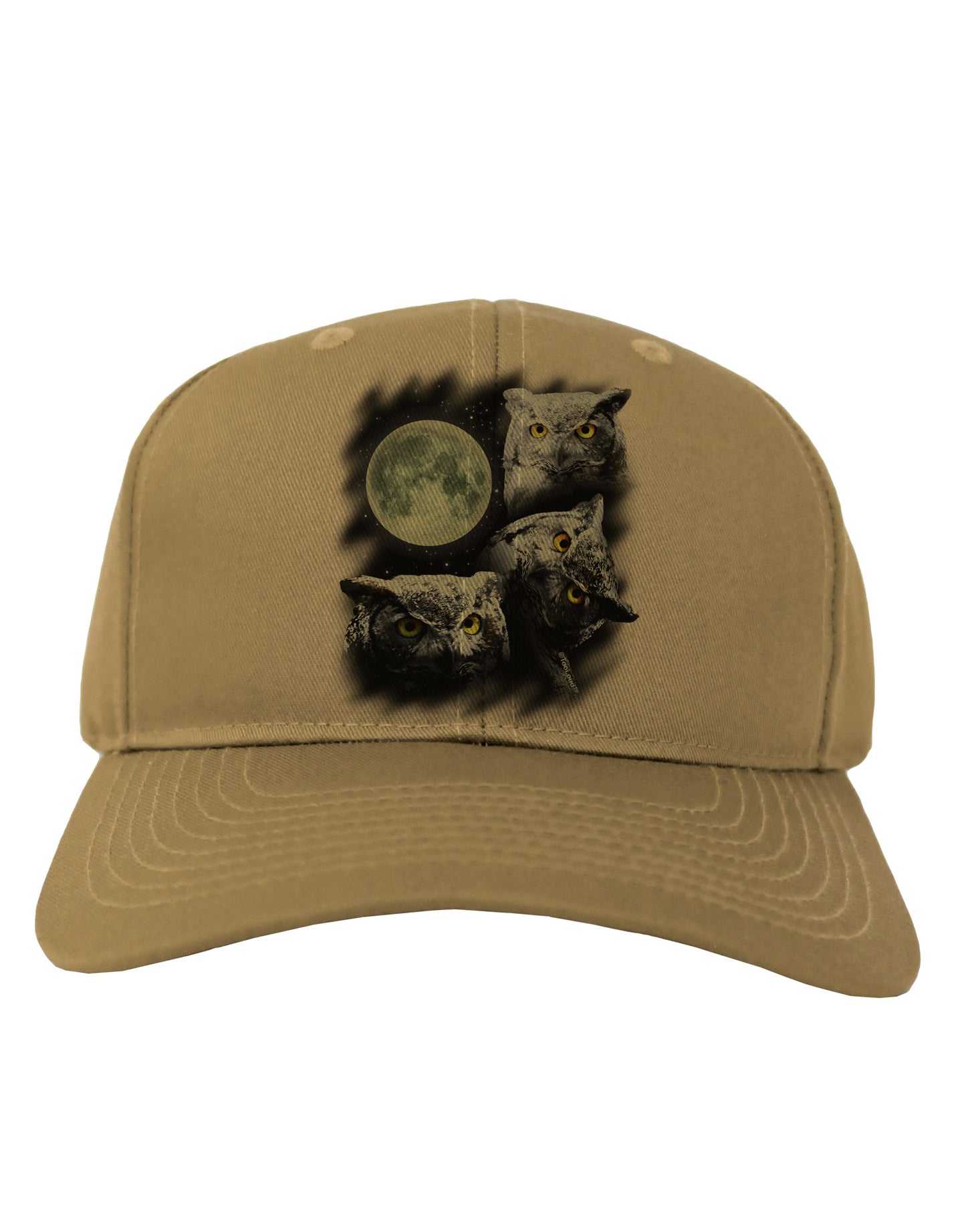 Three Owls and Moon Adult Baseball Cap Hat-Baseball Cap-TooLoud-Khaki-One Size-Davson Sales