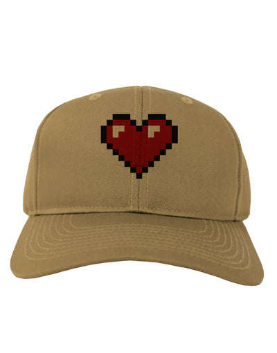 Pixel Heart Design 1 - Valentine's Day Adult Baseball Cap Hat-Baseball Cap-TooLoud-Khaki-One Size-Davson Sales